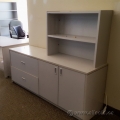 Grey 72" 2 Drawer 2 Door Credenza with Overhead Storage